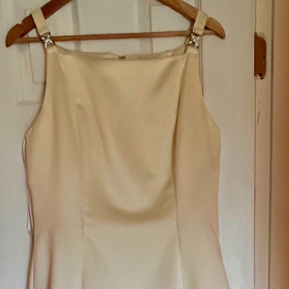 Betsy & Adam Vintage Square Neckline Lined Floor Length Gown Size 14 - Picture 1 of 9